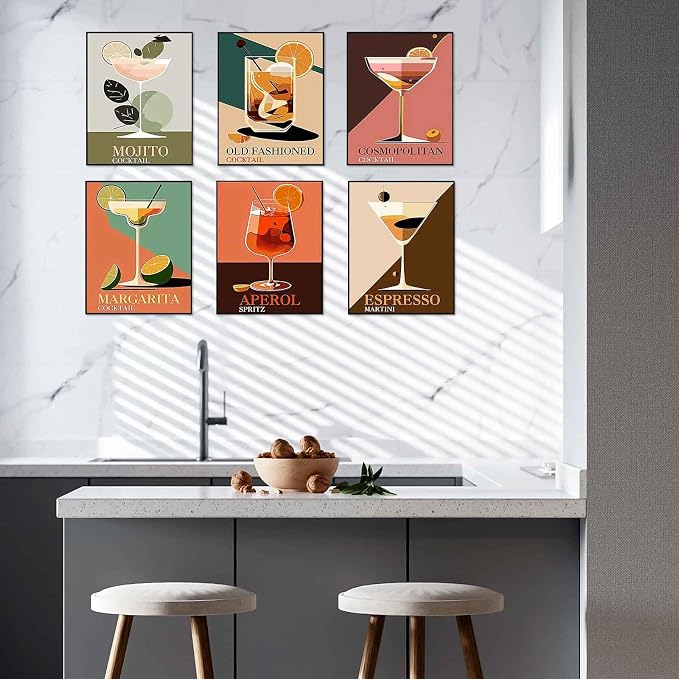6 Pack Diamond Art Kits for Adults Beginner Cocktail Diamond Painting