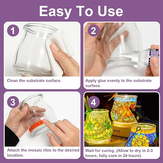 1DFAUL 200g Mosaic Tile Glue Clear, Mosaic Adhesive, Strong Bond, Fast Dry