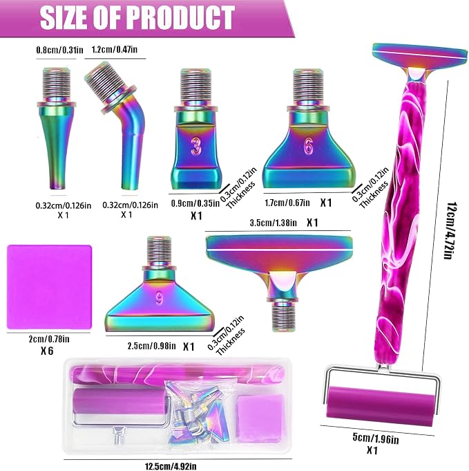 Diamond Art Pens Tools Diamond Painting Accessories Kits with Screw Metal Tip Roller Diamond Painting Pen Drill Bead Dot Pens for Art Craft Nail (Purple Pen Color 6)