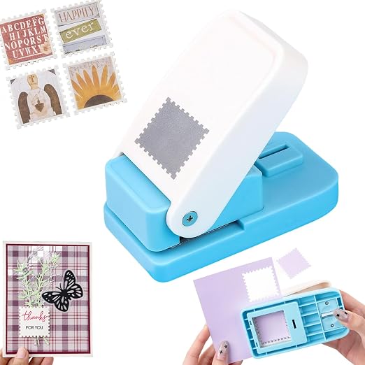 Stamp Punch, 1 inch Square Postage Stamps Punch, Stamp Puncher, Portable Lever Craft Hole Punches for Paper Crafts, Stamps Cutter Hole Punches, Paper Punches for Crafting DIY Project Scrapbooking