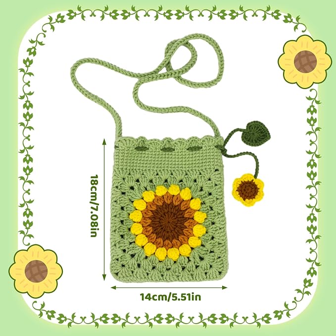 Fedmut Crochet Kit for Beginners, Sunflower Phonebag Crochet Kit for Adults