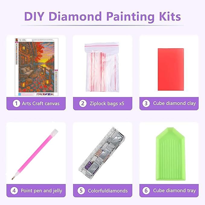 Fall Landscape Diamond Art Kits for Adults,Autumn Scenery Diamond Painting