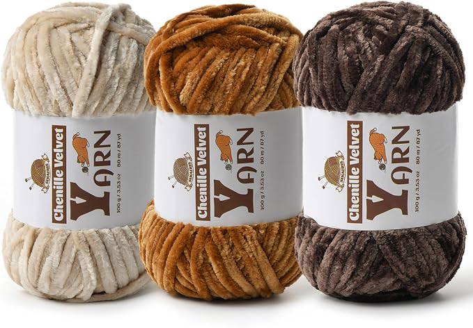 Chenille Crochet Multi-Color Sets Yarn 3 Pack