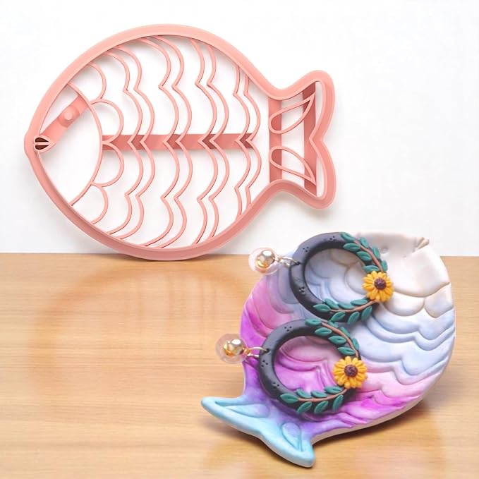 Trinket Cutter Set for Polymer Clay Display & Jewelry Styling – Fish, Shell & Spiral Shell Shapes | Shellfish-TRI