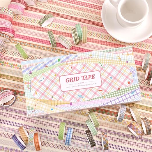 icceemee 60 Rolls Cross line Theme Washi Tape Set, Writable Decorative Tapes for Scrapbooking, Junk Journal Supplies, Bullet Journaling, 0.39"x79" per Roll
