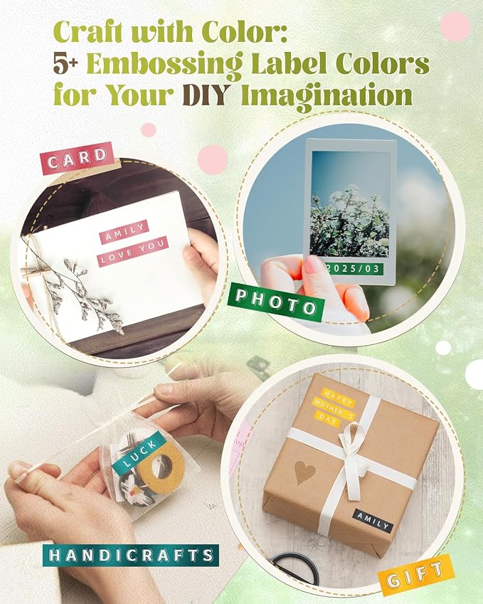 Embossing Label Maker, Scrapbook Junk Journal Supplies Embossed Label Maker | Vintage Manual Label Embosser with 10-Roll Color 3D Tapes, Scrapbooking Stickers for Instant Photo/DIY Craft, VolenGo Omega-S