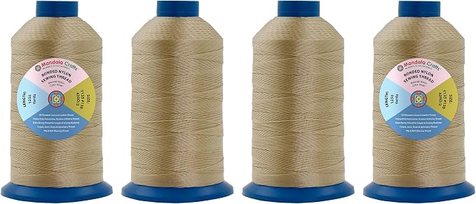 Mandala Crafts Size 138 420D T135 Khaki Combo Bonded Nylon Thread, 5000 YDs