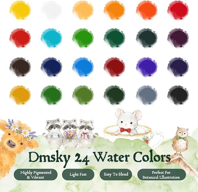 Watercolor Workbook for Beginners,18 Whimsical Farm Animal Water Coloring Book,Relaxing & Easy to Paint Water Coloring Book with 24 Colors-Perfect for Gifting to Creativity & Joy for Adults