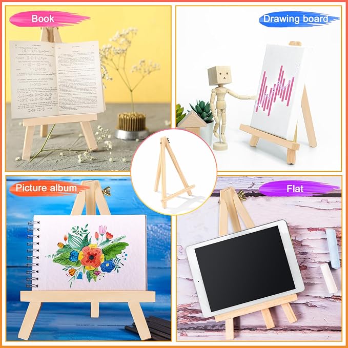 32 Pack 9 Inch Wood Easels, Easel Stand for Painting Canvases | Art and Crafts, Tripod Painting Party Easel, Kid Student Tabletop Easels for Paint, Portable Canvas Photo Picture Sign Holder
