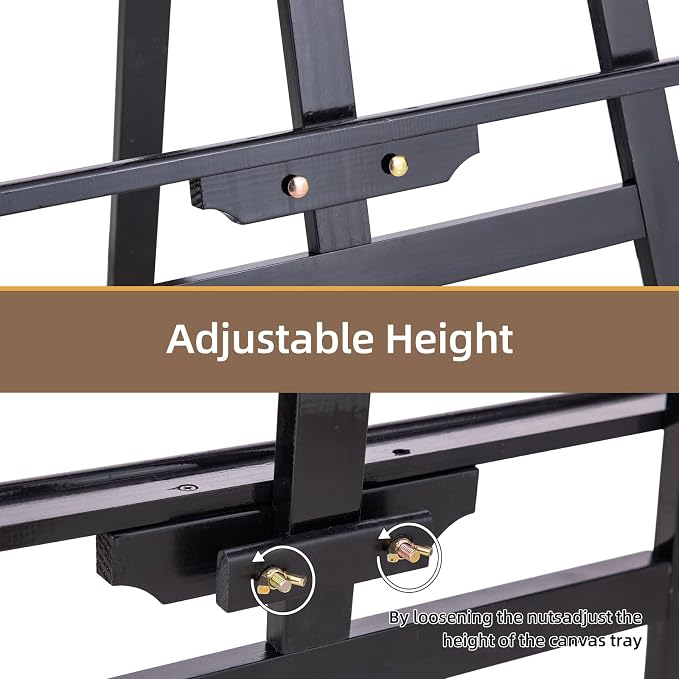 Falling in Art Adjustable Wooden Easel Stand for Painting&Display, Black | Folding Art Easel for Display, Drawing, Wedding Sign and Poster, Suitable for Kids and Adults, Holds Up to 42"