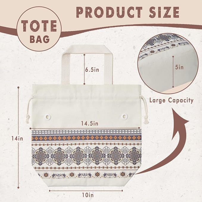 TOGETRUE Yarn Bag, Knitting Crochet Tote Bag, Yarn Storage Bags Organizer, Crochet bags for Crocheting Project, Store Skein Ball, Short Knitting Needle (Large, Brown Style)