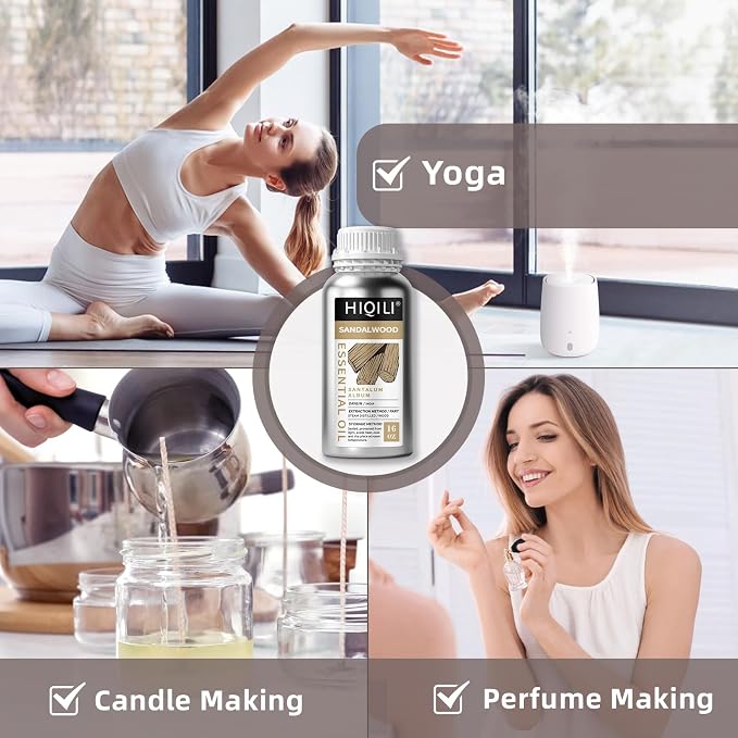 HIQILI Sandalwood Essential Oil Long-Lasting Scent for Skin Care & Diffuser