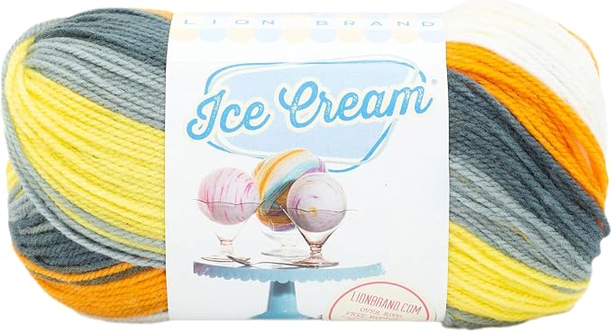 Lion Brand Yarn, Ice Cream Crochet Yarn, Tiger Tail, Multicolor, 1 Pack