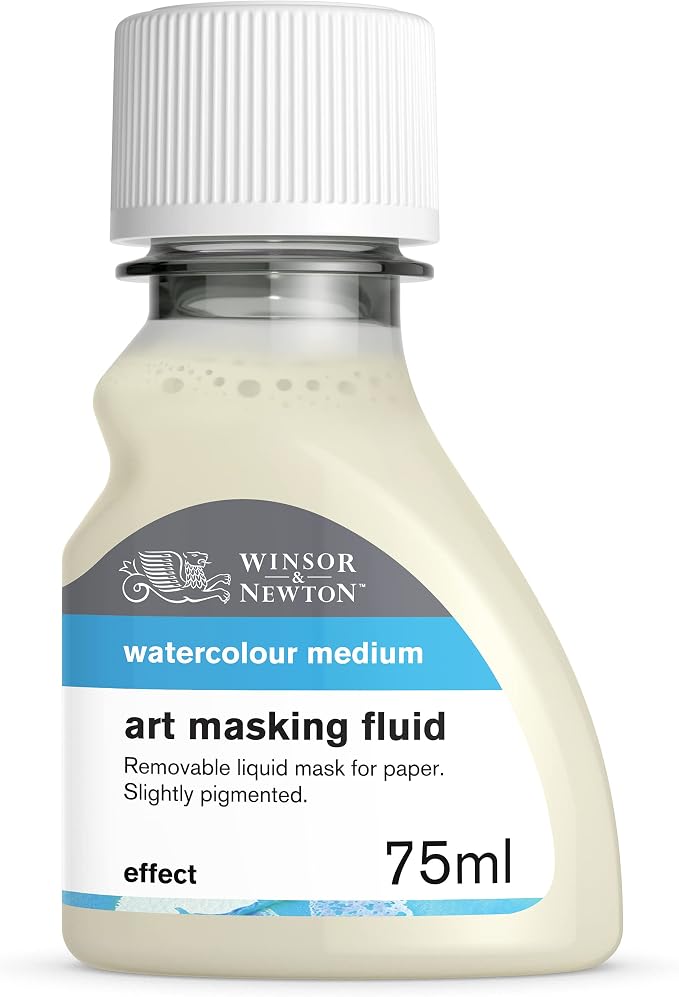 Winsor & Newton Watercolor Medium, Art Masking Fluid, 75ml bottle | Used to Temporarily Mask & Preserve Paper When Applying Color, Prevents Paint Adhesion, Useful for Fine Details