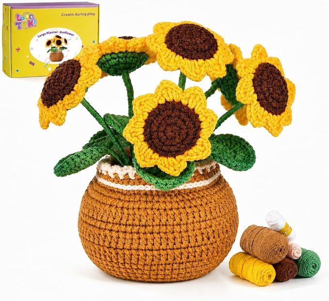 Crochet Kit for Beginners, Crochet Plant Kit,Knitting Kit(Sunflower)