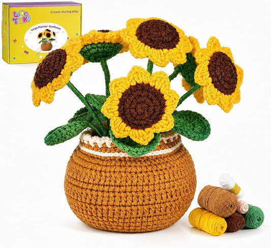Crochet Kit for Beginners, Crochet Plant Kit,Knitting Kit(Sunflower)