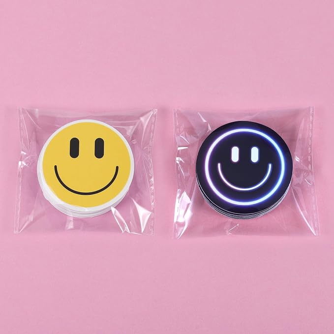 50PCS Smile Face Stickers, 50PCS Neon Stickers