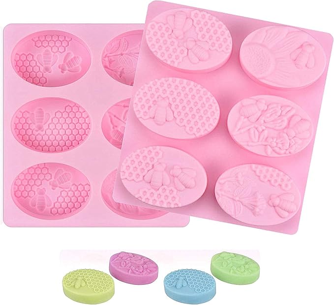 2Pcs Bee Silicone Soap Molds Honeycomb Molds | for Chocolate, Jelly,Candy Making