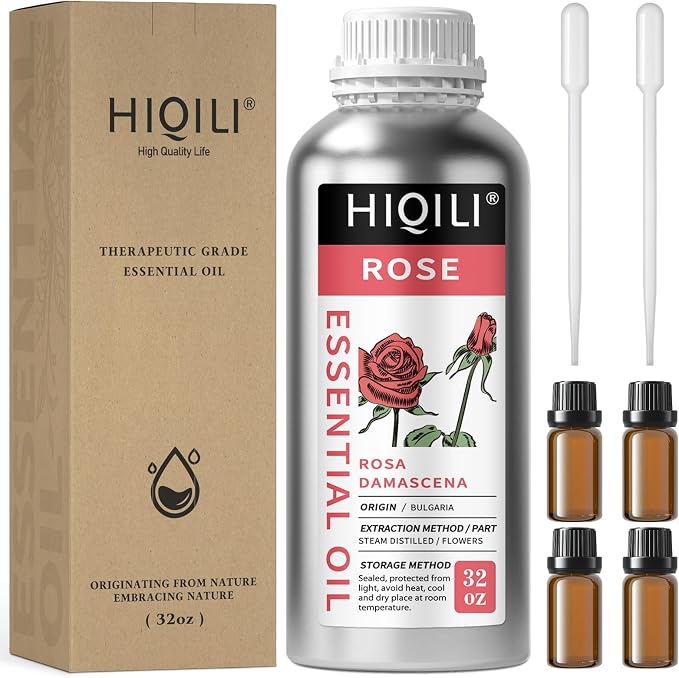 HIQILI Rose Essential Oil Large Capacity for Skin Care & Body Massage