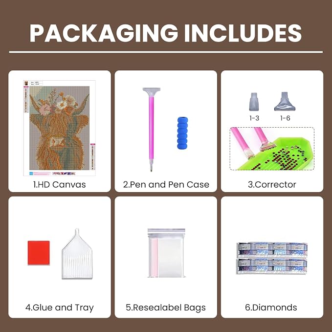 Amaieuin Diamond Art Kits for Adults Beginners Cow Diamond Painting 12x16