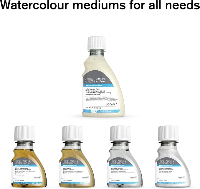 Winsor & Newton Watercolor Medium, Art Masking Fluid, Colourless, 75ml | Used to Temporarily Mask & Preserve Paper When Applying Color, Prevents Paint Adhesion, Useful for Fine Details