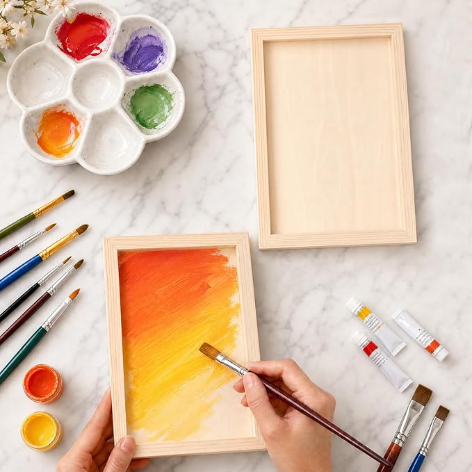 FSWCCK 6 Pack 9 x 12’’ Wooden Panel Boards, 0.79’’ Deep Unfinished Wood Canvas Panels for Crafts, Painting Canvas, DIY Art Projects, Pouring Arts