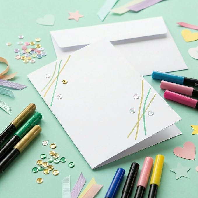 Heavyweight White Blank Cards With White Envelopes 4.25"x5.5" Greeting Cards Blank Cards And Envelopes Printable Note Cards With Corresponding Envelopes (25 Pack)