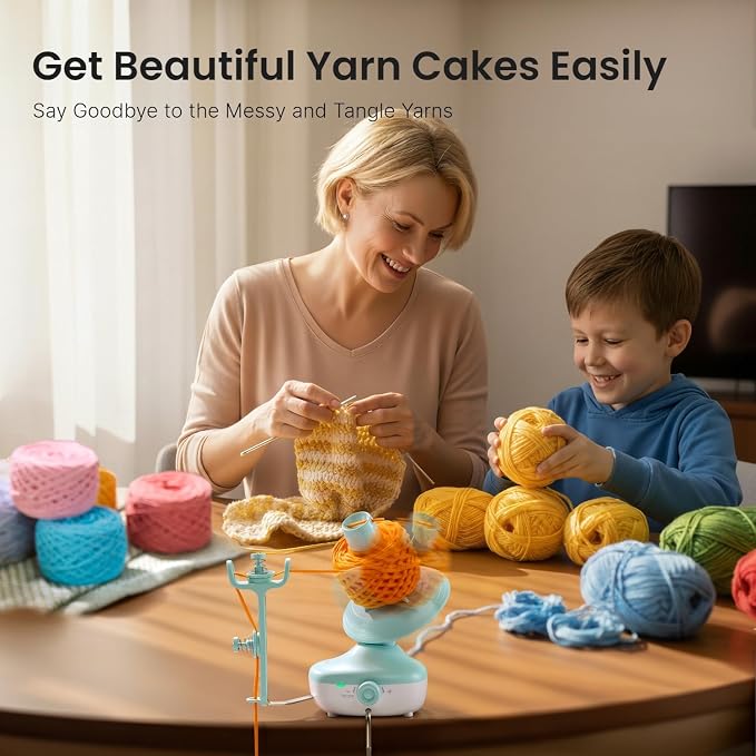Cordless Yarn Winder, 2H Running Time Rechargeable for Craft Lovers | Electric Yarn Cake Winding with 2200mAh Battery, Compact Portable Auto Spinner, Ideal Helper for Knitters & Crocheter Lovers