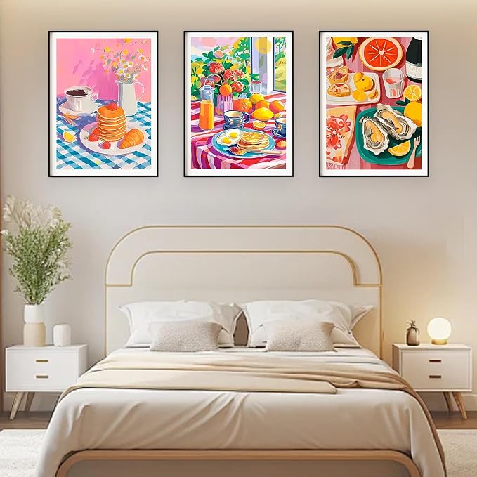 YOLENIX 6 Pack Delicious Food Paint by Numbers Kit for Adults Beginner | Food Adult Paint by Number Kits on Canvas, DIY Acrylic Oil Easy Painting by Numbers for Home Wall Decor&Gift-12X16 in