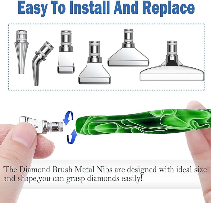 Heyseri 14pcs Diamond Art Accessories and Tools Ergonomic Diamond Art Pens Exquisite Metal Diamond Painting Pen Tips and 6 Glue Clay,Comfort Grip