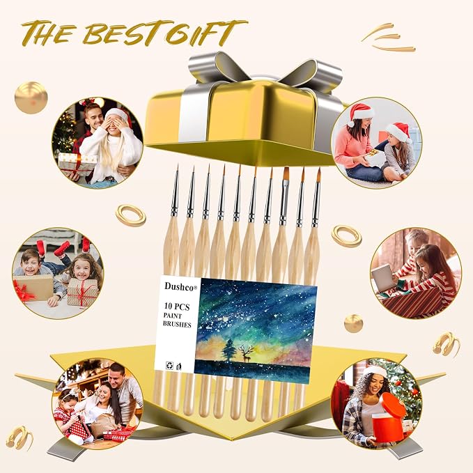 Small Paint Brush Set, 10 pcs Thin Paint Brushes for Fine Detailing