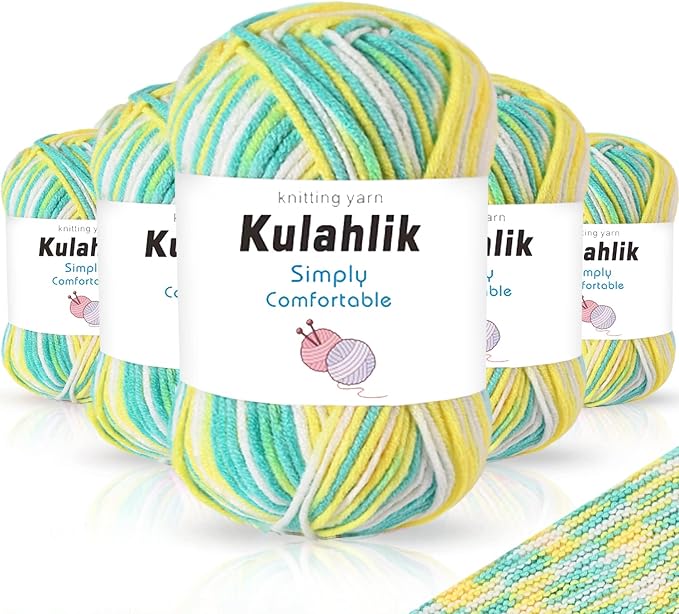 250g(5x50g) Acrylic Yarn for Crochet/Knitting, Colorful Gradient Yarn Thread, 5 Rolls Skeins, Perfect for Any Knitting Crochet and Crafts Mini Project