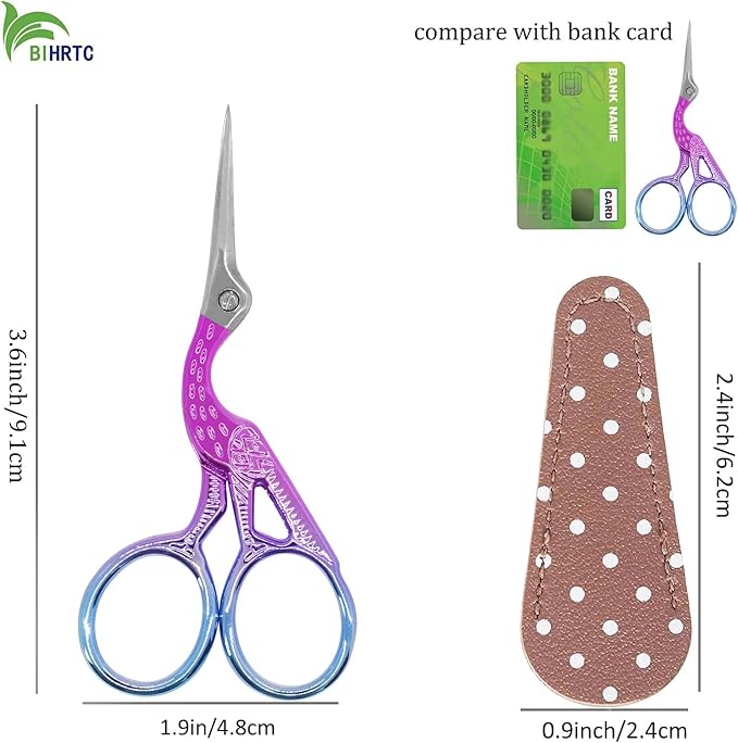 BIHRTC 3.6" Detail Shears Small Stainless Steel Small Embroidery Scissor | 3.6 Inch Compact Design for Thread Cutting,Embroidery, Needlework,Crafting,Jewelry Making,DIY Sewing Handcraft Craft Art Work