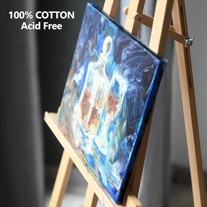 GOTIDEAL 10Pcs Black Canvases, Multi Pack 4x4, 5x7, 8x10, 9x12, 11x14 | Stretched Canvases, Set of 10, Primed 100% Cotton, Artist Blank Canvas Boards for Painting, Acrylic Pouring, Oil Paint Art