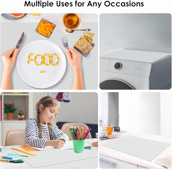 Extra Large Flexible Silicone Table Mats for Kids - Non-Slip, Waterproof, Heat Insulation Countertop Protector - Pastry Mat, 27.6''x15.7'' Gray, 1Pcs