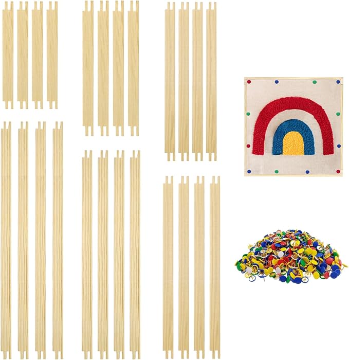 12 Sets Wooden Stretcher Bars for Needlework with 100 Tacks,6 Sizes 24 Pcs