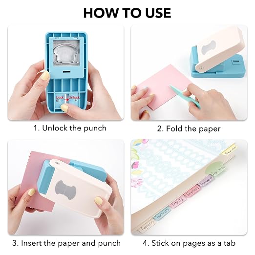 BAOFALI Tab Punch Whale-Tail Tab Punch Maker Puncher for Notebooks Calendars, Planners, or Albums for Scrapbook Tabs, Junk Journals, Bible Tabs, December Daily, Planner Inserts, and More Projects