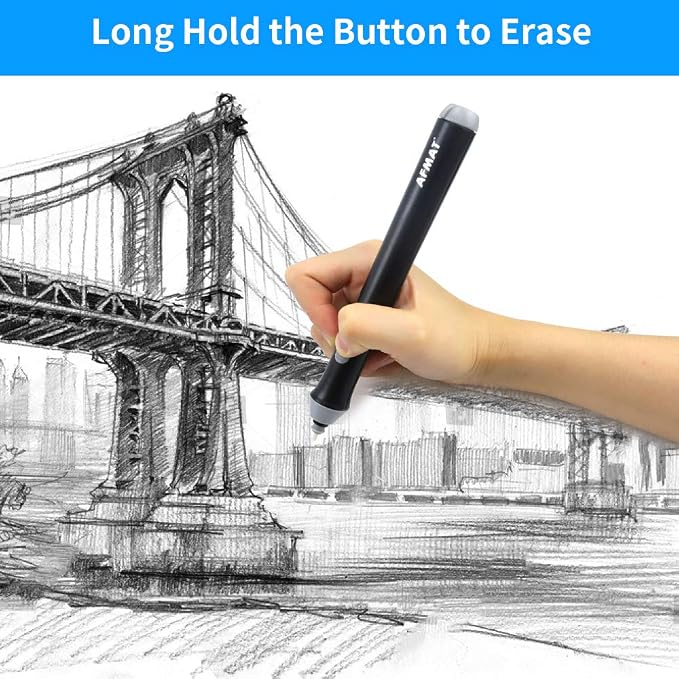 AFMAT Battery Operated Pencil Eraser for Sketching Pencils/Drafting/Drawing/Graphite Pencils, Couture Creations Creative Detailer Tool, AFMAT Electric Eraser Kit for Artists, 140 Refills EEB01
