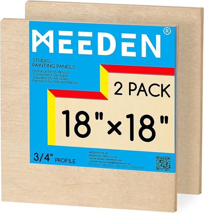 MEEDEN Unfinished Wood Canvas Board:18x18 Canvas Panel Pack of 2