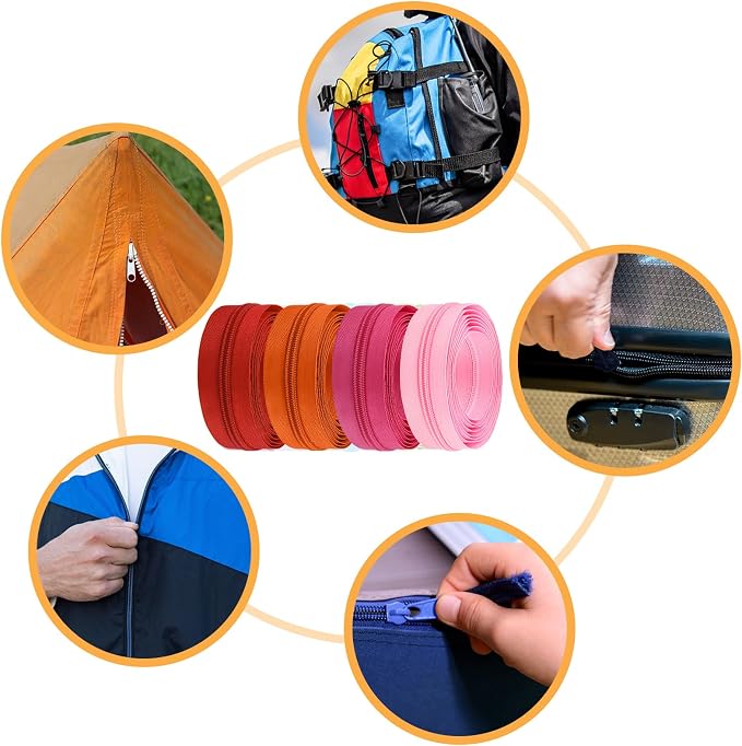 DOITEM 44.4 Yards/ 40 m 20 Pieces Assorted Colors #5 Nylon Coil Zippers, Sewing Zippers Endless Zips with 80 Pieces Zipper Sliders Zip Heads for DIY Sewing Tailor Craft Supplies