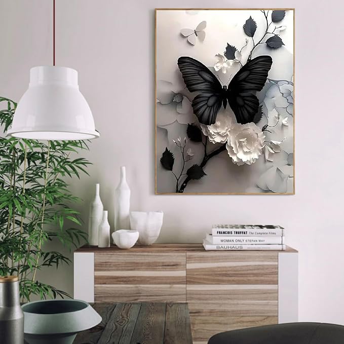 VIGEGU Butterfly Paint by Numbers Kit for Adults Beginner with Framed | Easy Adult Paint by Number Kits on Canvas DIY Painting for Beginners Art by Numbers for Home Wall Decor 10x12 Inch