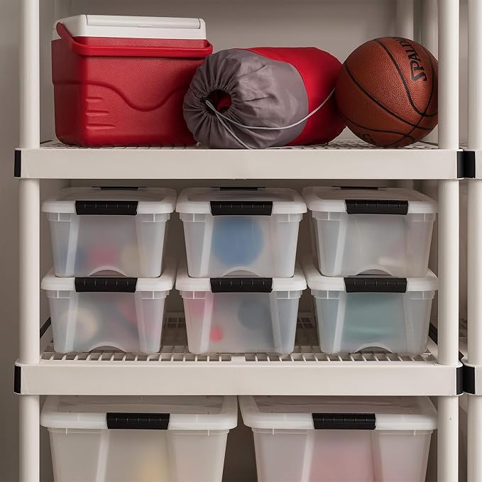 IRIS USA 6-Pack 13 Quart Storage Bins with Lids, Pearl