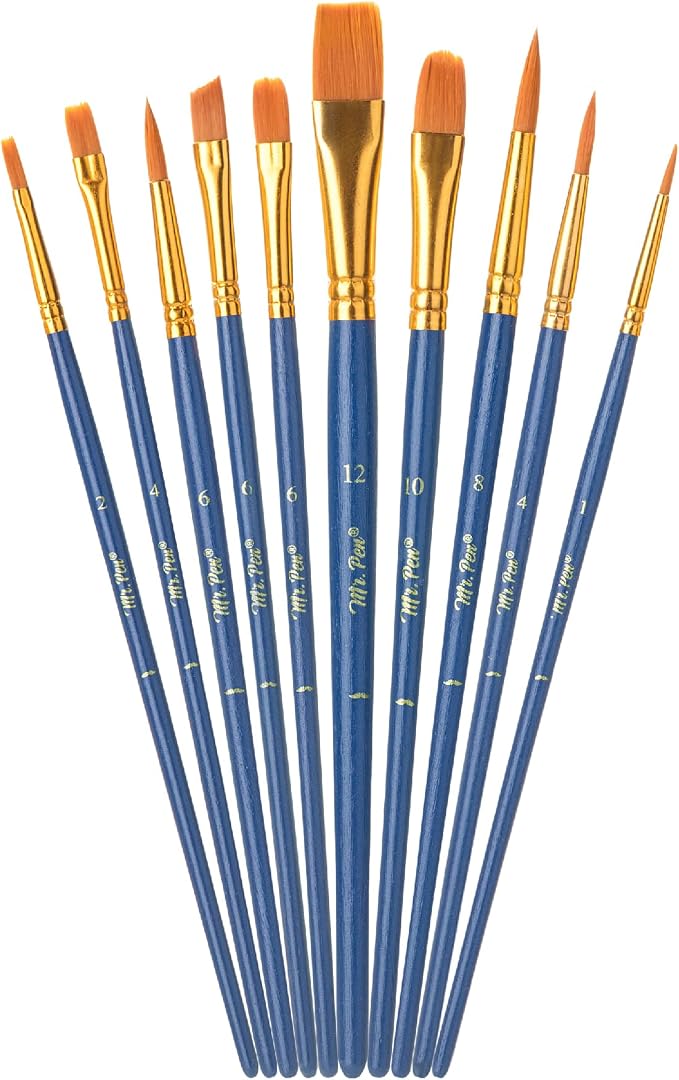 Mr. Pen- Acrylic Paint Brushes Set, 10 Pack, Round & Pointed Tip