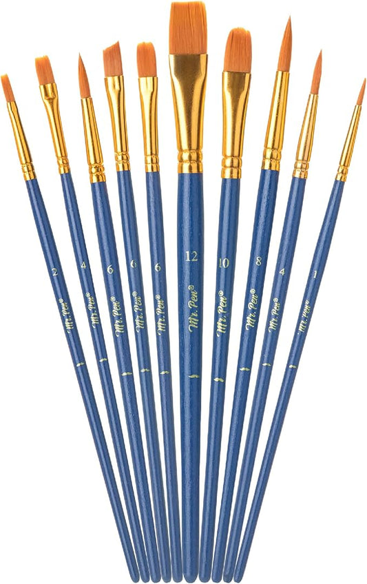 Mr. Pen- Acrylic Paint Brushes Set, 10 Pack, Round & Pointed Tip