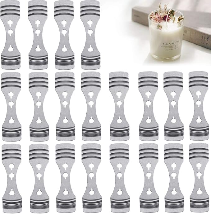DINGPAI Candle Wick Holder, 20pcs Metal Candle Wick Centering Devices | Stainless Steel Candle Wick Centering Tool, 3.9 inches long, silver, sturdy and durable, Reusable DIY Candle-Making Supplies