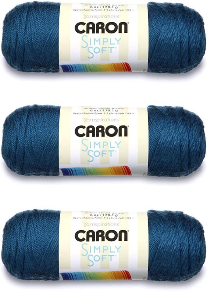 Caron Simply Soft Yarn for Crocheting & Knitting, Ocean, 3-Pack | #4 Worsted Medium, Soft 100% Acrylic Yarn for Crochet, Knitting, Blankets and Crafts, 315 Yards, 170.1g/6oz per skein