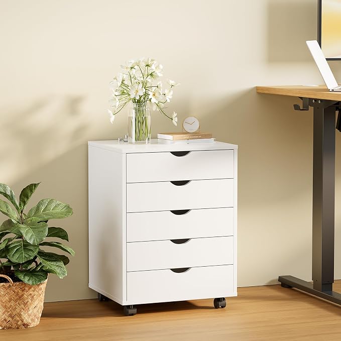 Sweetcrispy 5 Drawer Wooden Dresser, Storage Cabinets, Room Organization