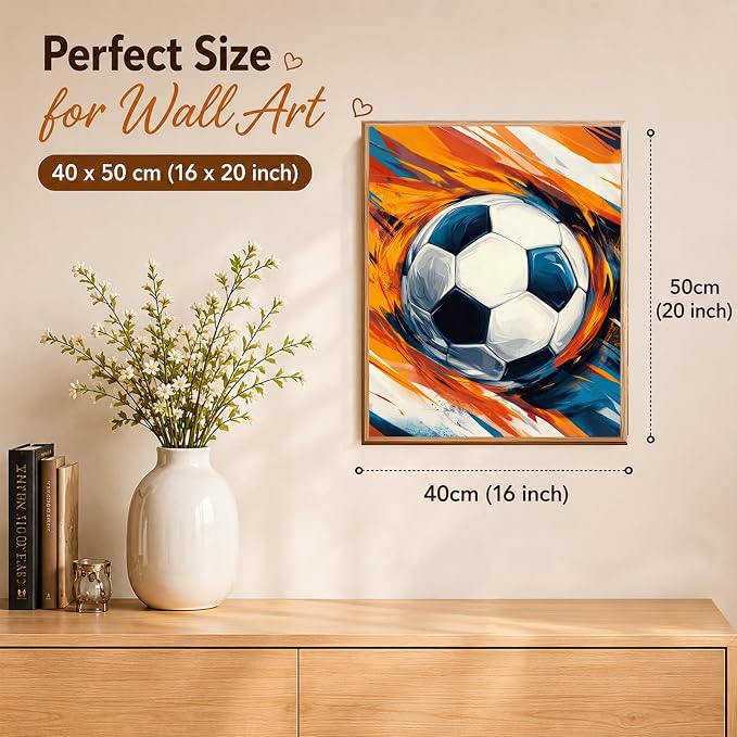 AUKELHJ Paint by Numbers Kit for Adults Beginner, Soccer, 16X20 Inch | Paint by Number for Adults, Beginner Friendly, High-Definition Color Canvas, Stress Relief, Home Decor, Gifts, Unframed