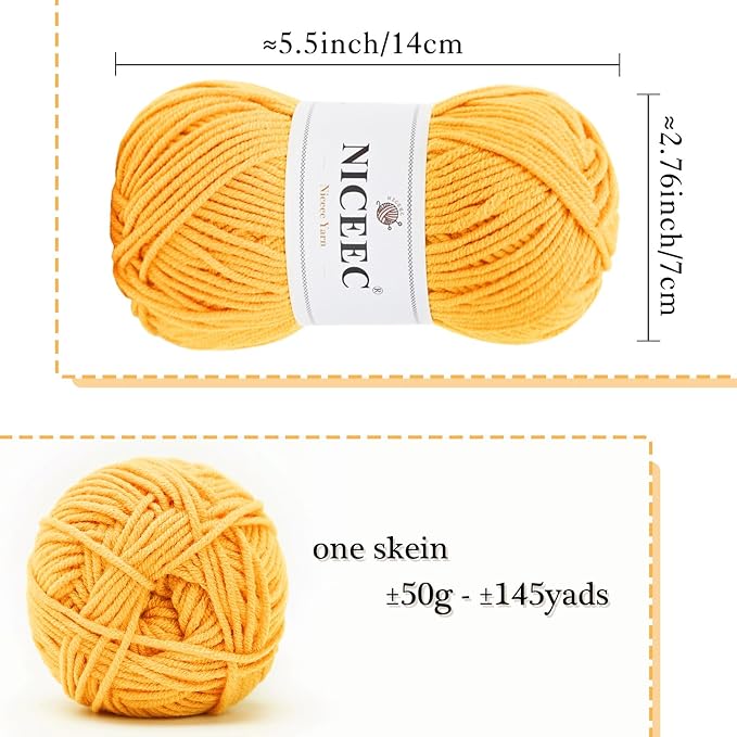 NICEEC 300g Soft Assorted Colors Yarn 100% Acrylic 870yds -Series 14