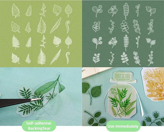 Doukado 120 Pcs Realistic Skeleton Leaf Stickers for Scrapbooking